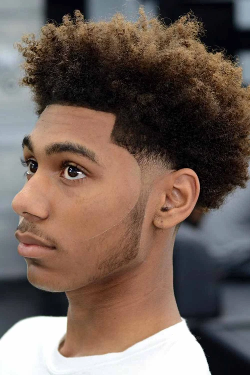 Черные африканские кудри с низким конусным фейдом